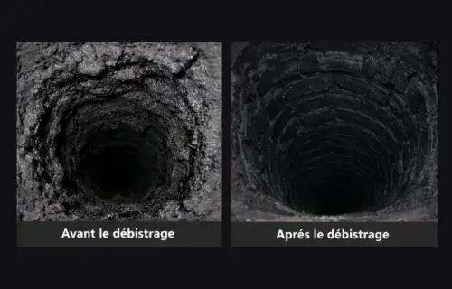 Comparaison d'un conduit avant et après débistrage.